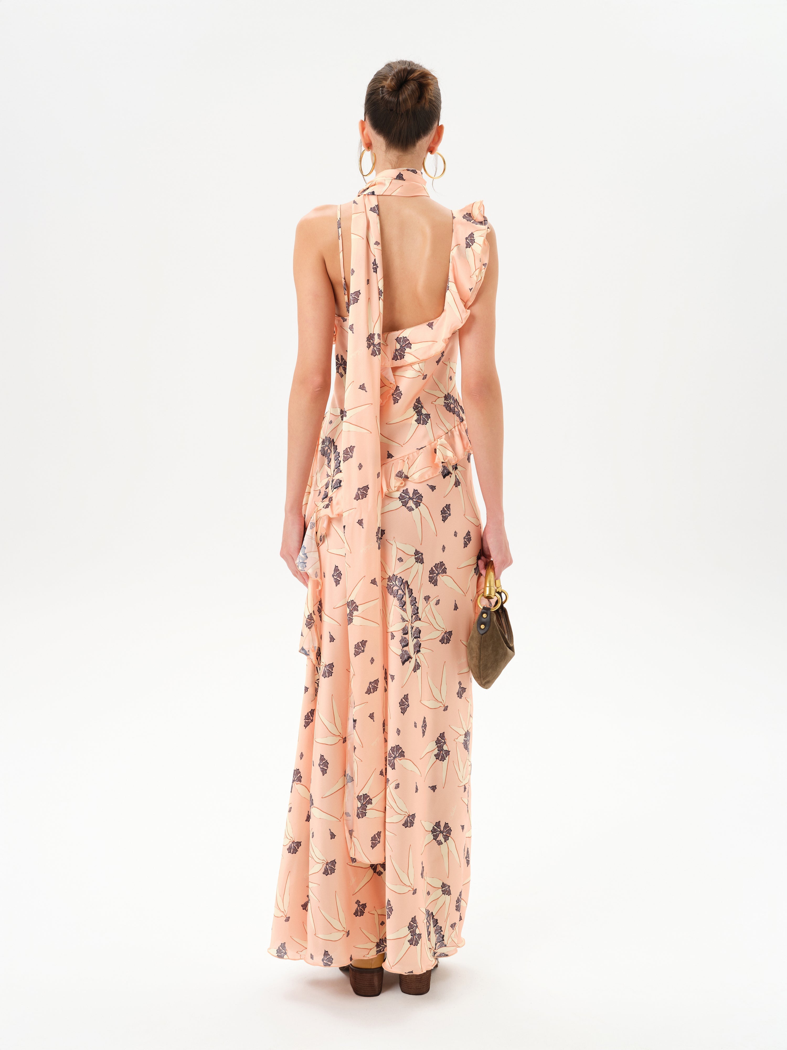 MONICA - Ruffled satin maxi dress