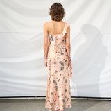 MONICA - Ruffled satin maxi dress