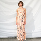 MONICA - Ruffled satin maxi dress