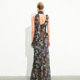 MONICA - Ruffled devoré chiffon maxi dress