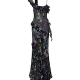 MONICA - Ruffled devoré chiffon maxi dress
