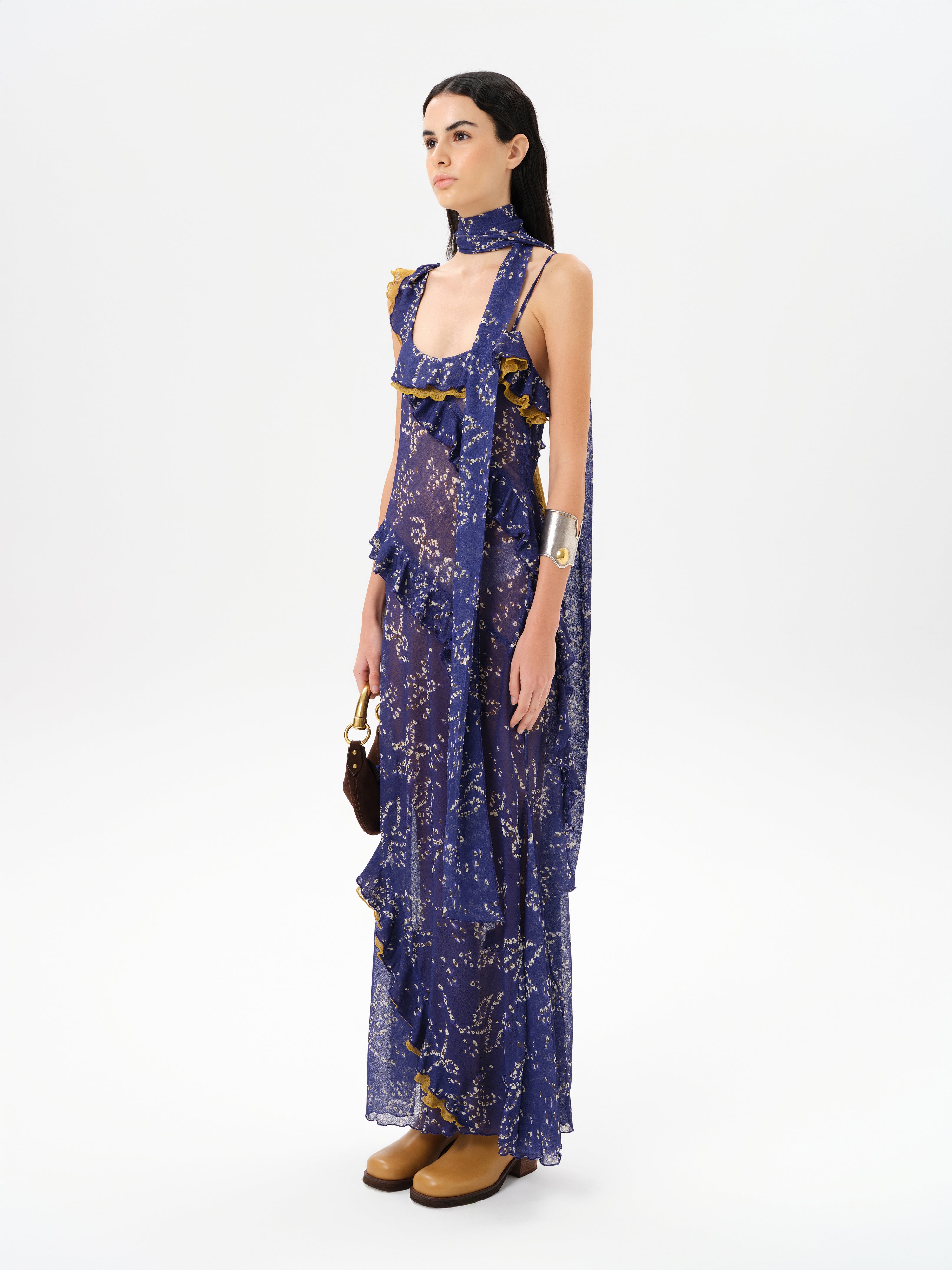 MONICA - Ruffled mesh maxi dress MONICA - Ruffled mesh maxi dress