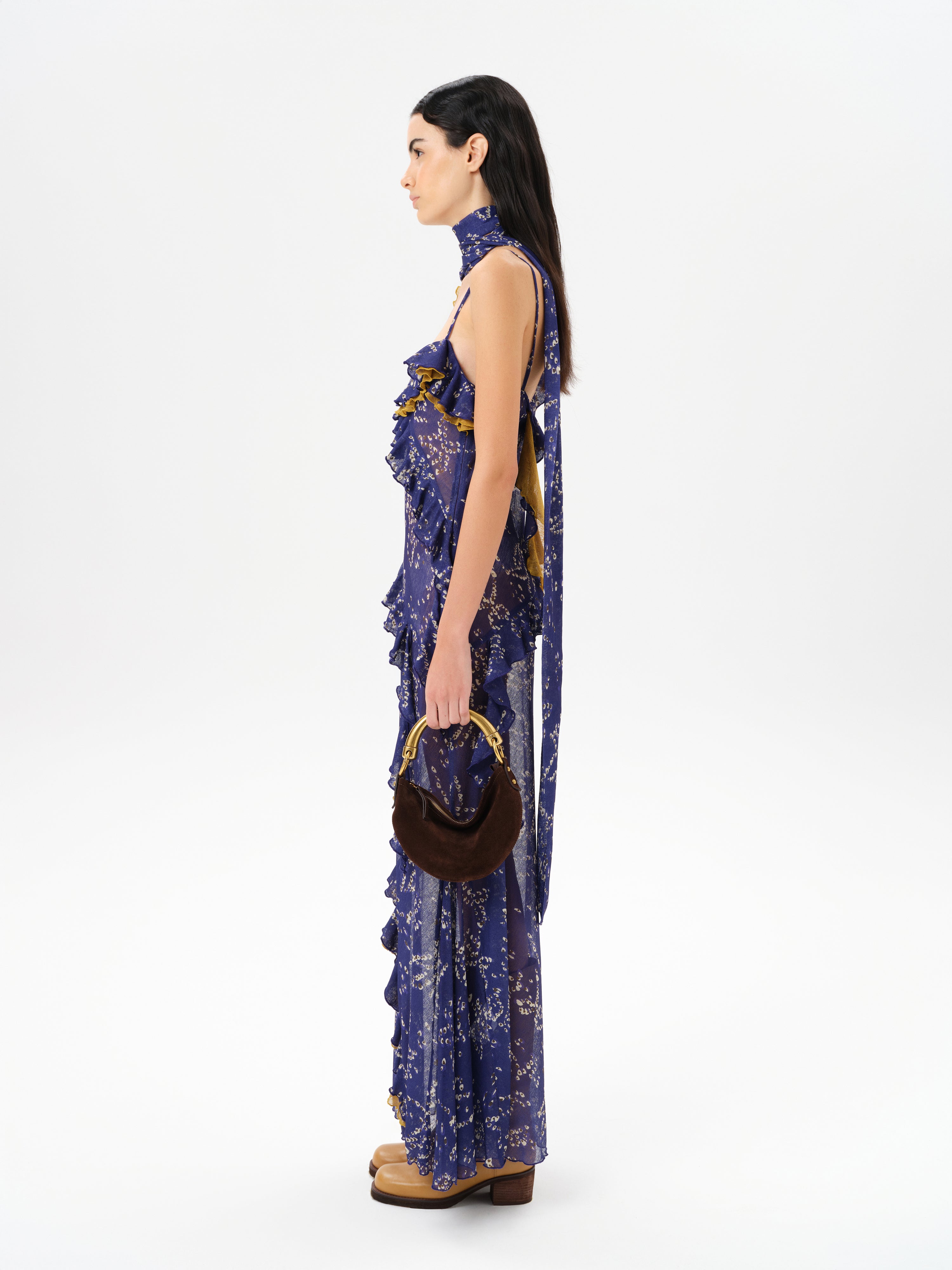 MONICA - Ruffled mesh maxi dress - Purple 36 MONICA - Ruffled mesh maxi dress - Purple 36