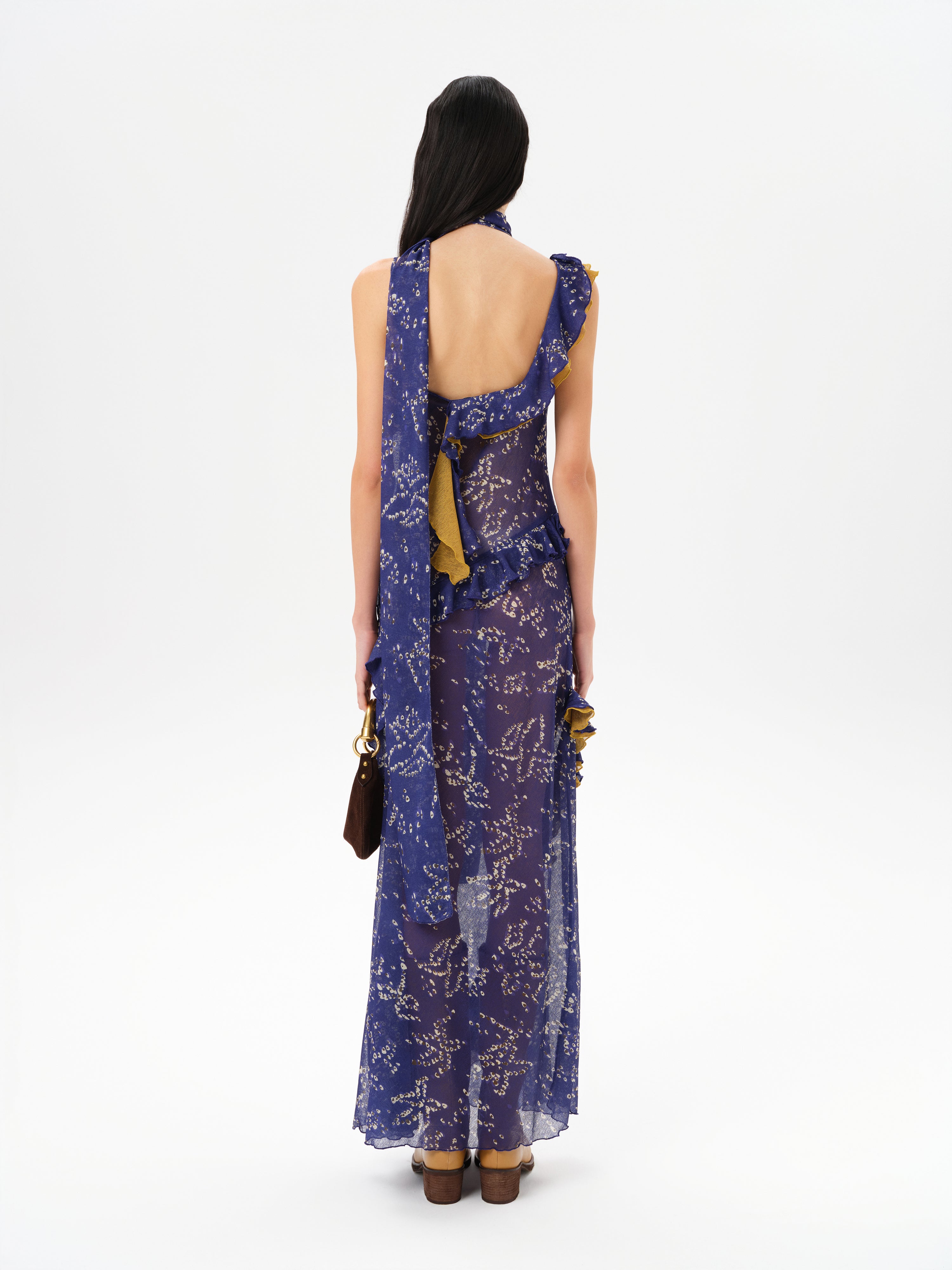 MONICA - Ruffled mesh maxi dress - Purple 36 MONICA - Ruffled mesh maxi dress - Purple 36