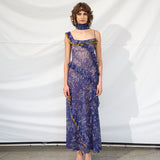 MONICA - Ruffled mesh maxi dress
