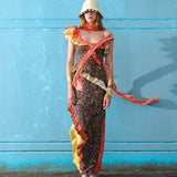 MONICA - Ruffled voile maxi dress with scarf detail