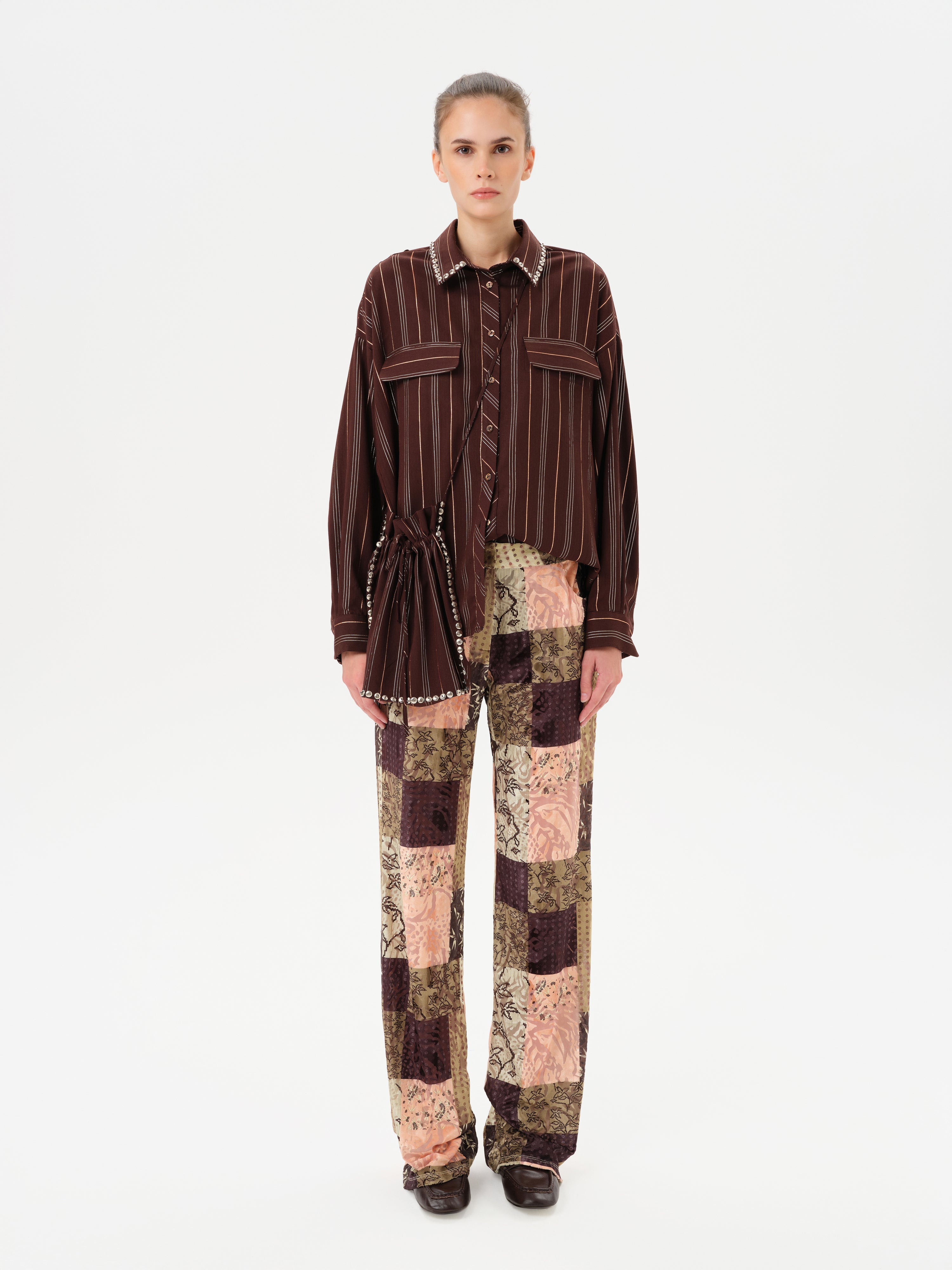 MONINA - Striped long sleeve shirt with studs