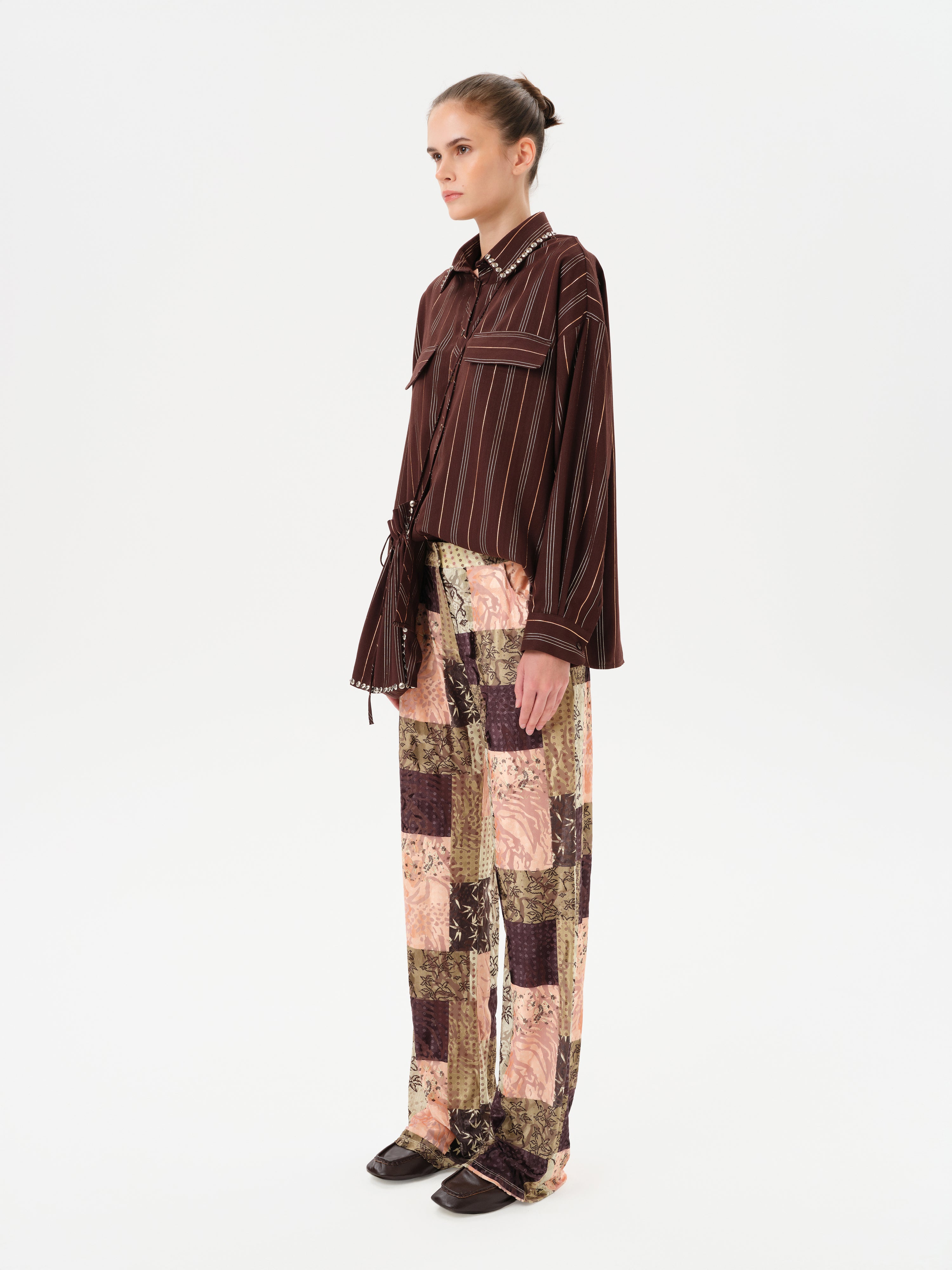 MONINA - Striped long sleeve shirt with studs