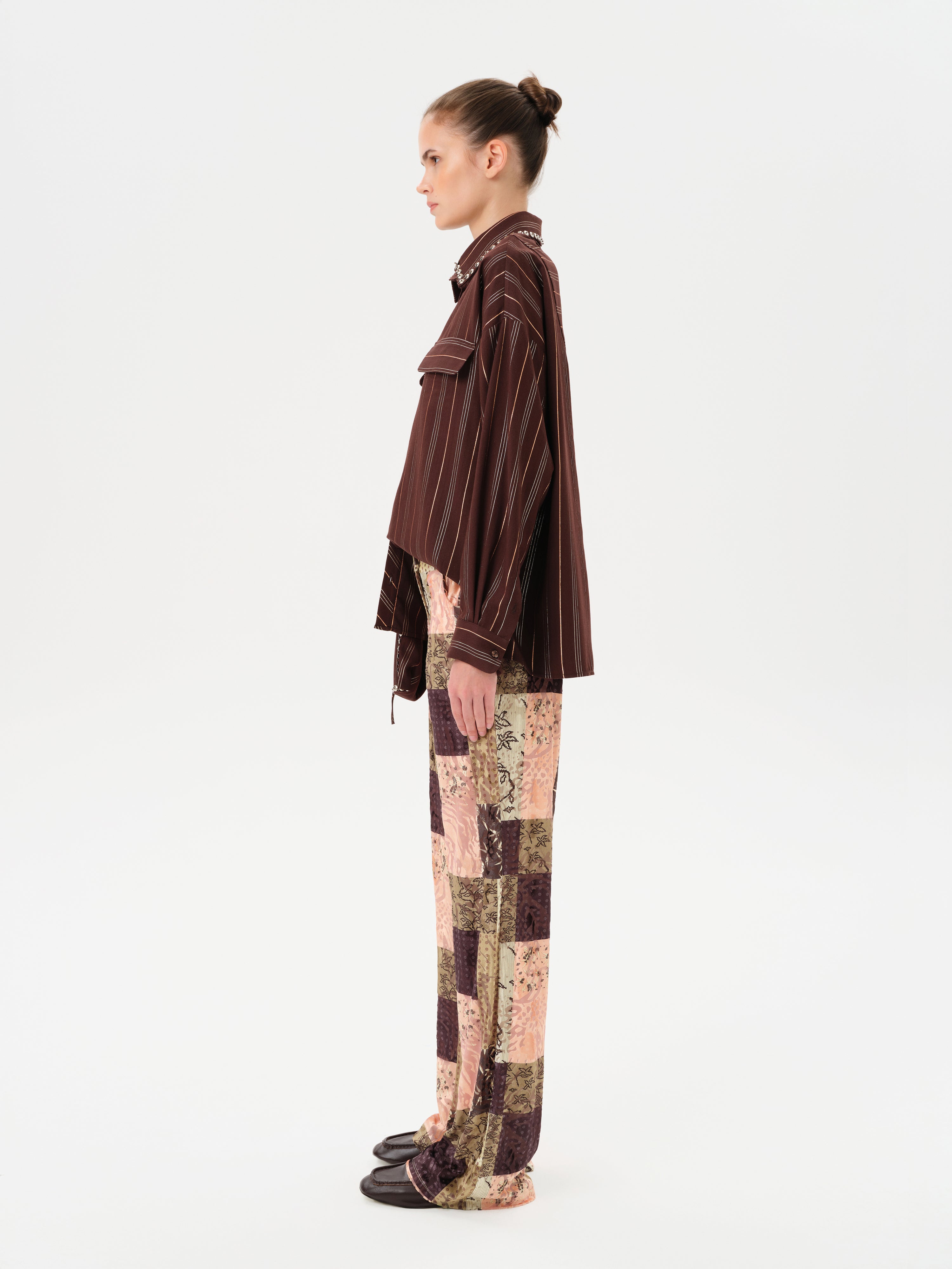 MONINA - Striped long sleeve shirt with studs