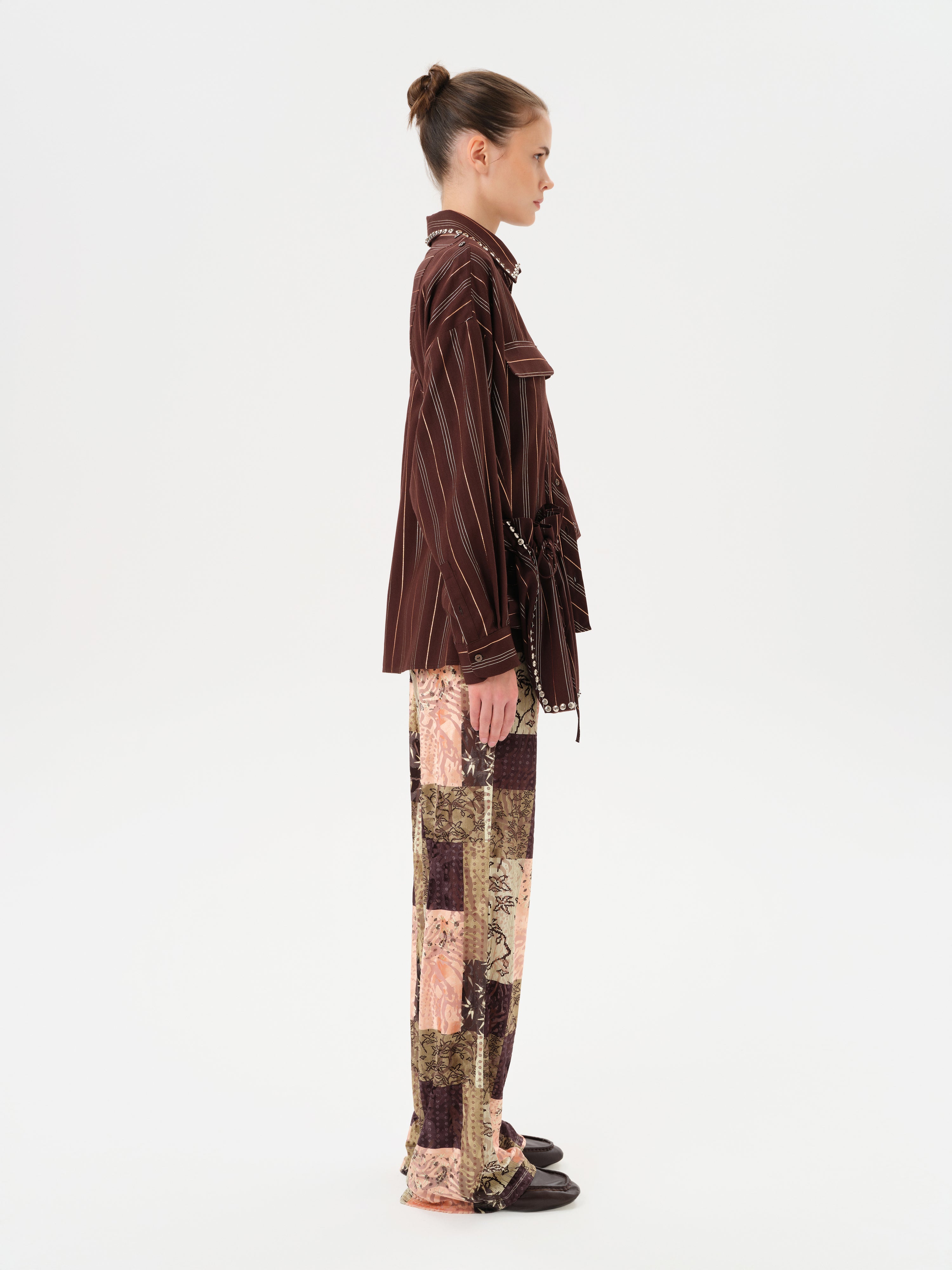 MONINA - Striped long sleeve shirt with studs