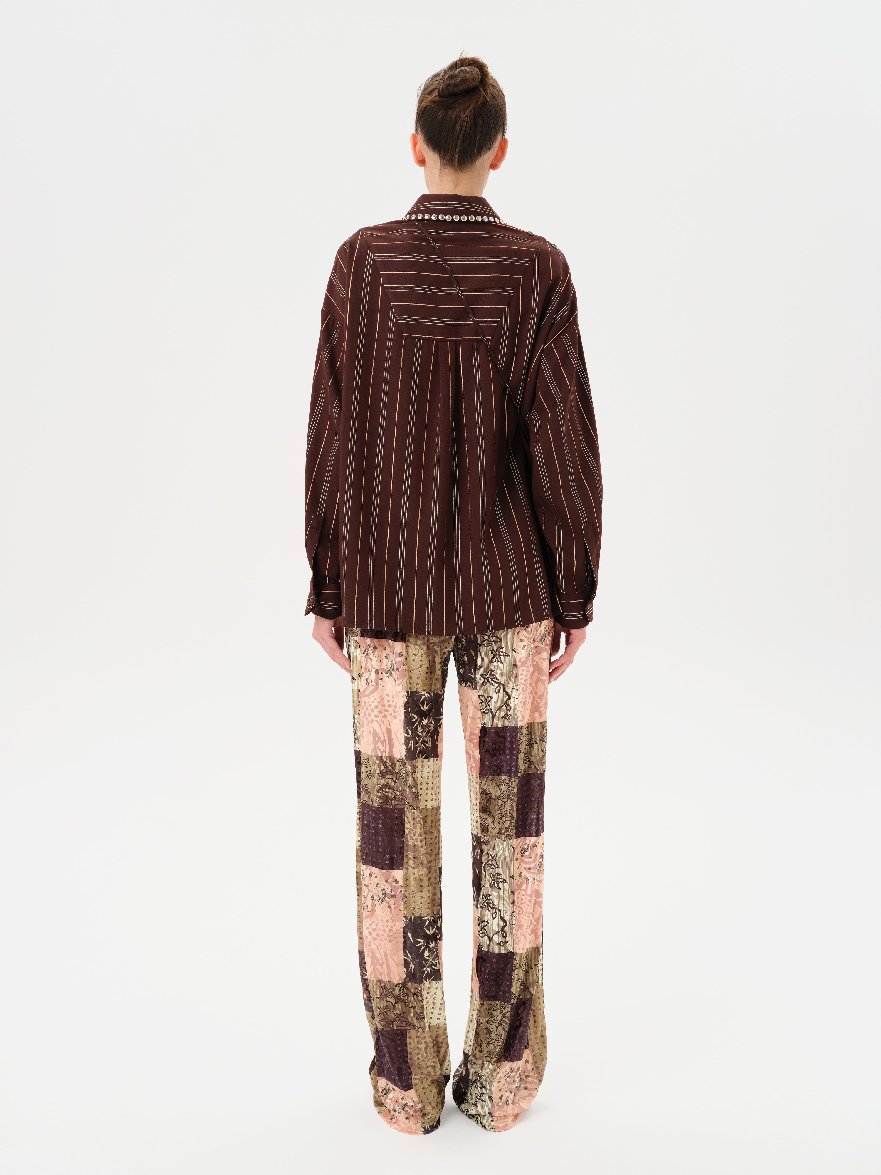 MONINA - Striped long sleeve shirt with studs