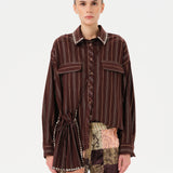 MONINA - Striped long sleeve shirt with studs