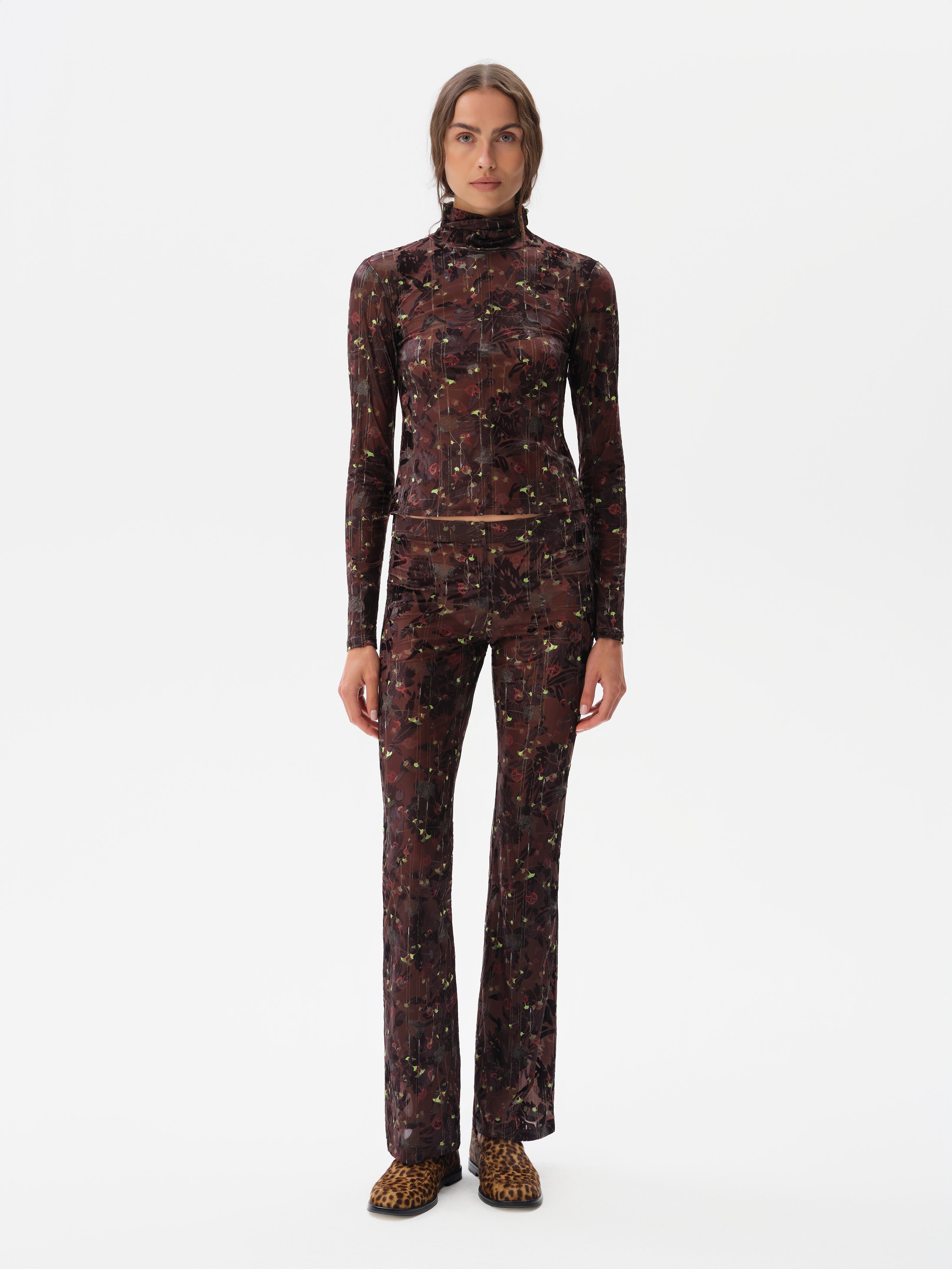 MON - Turtleneck velvet top with devoré detail