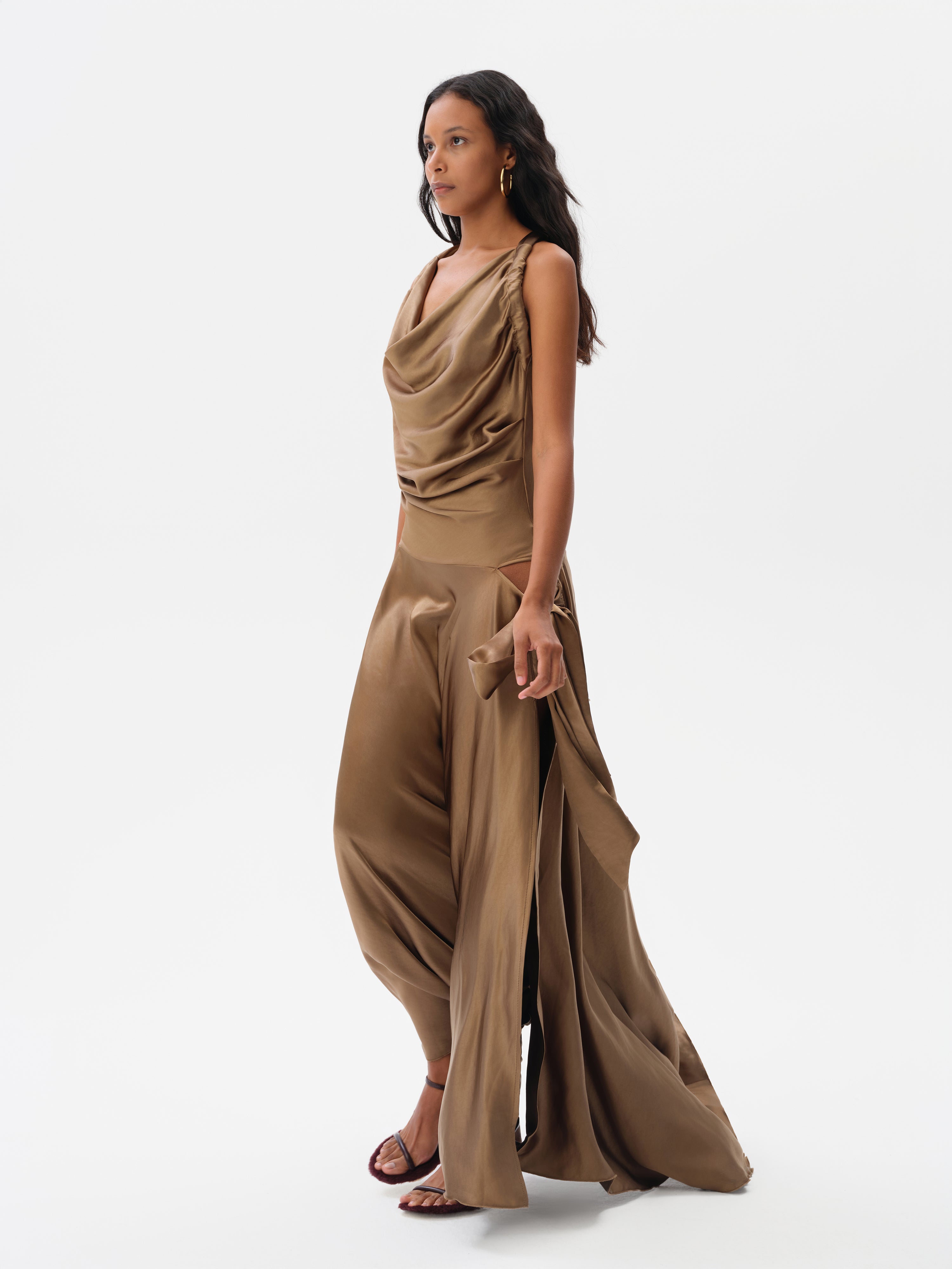 NESTA - Cut-out detailed draped maxi dress