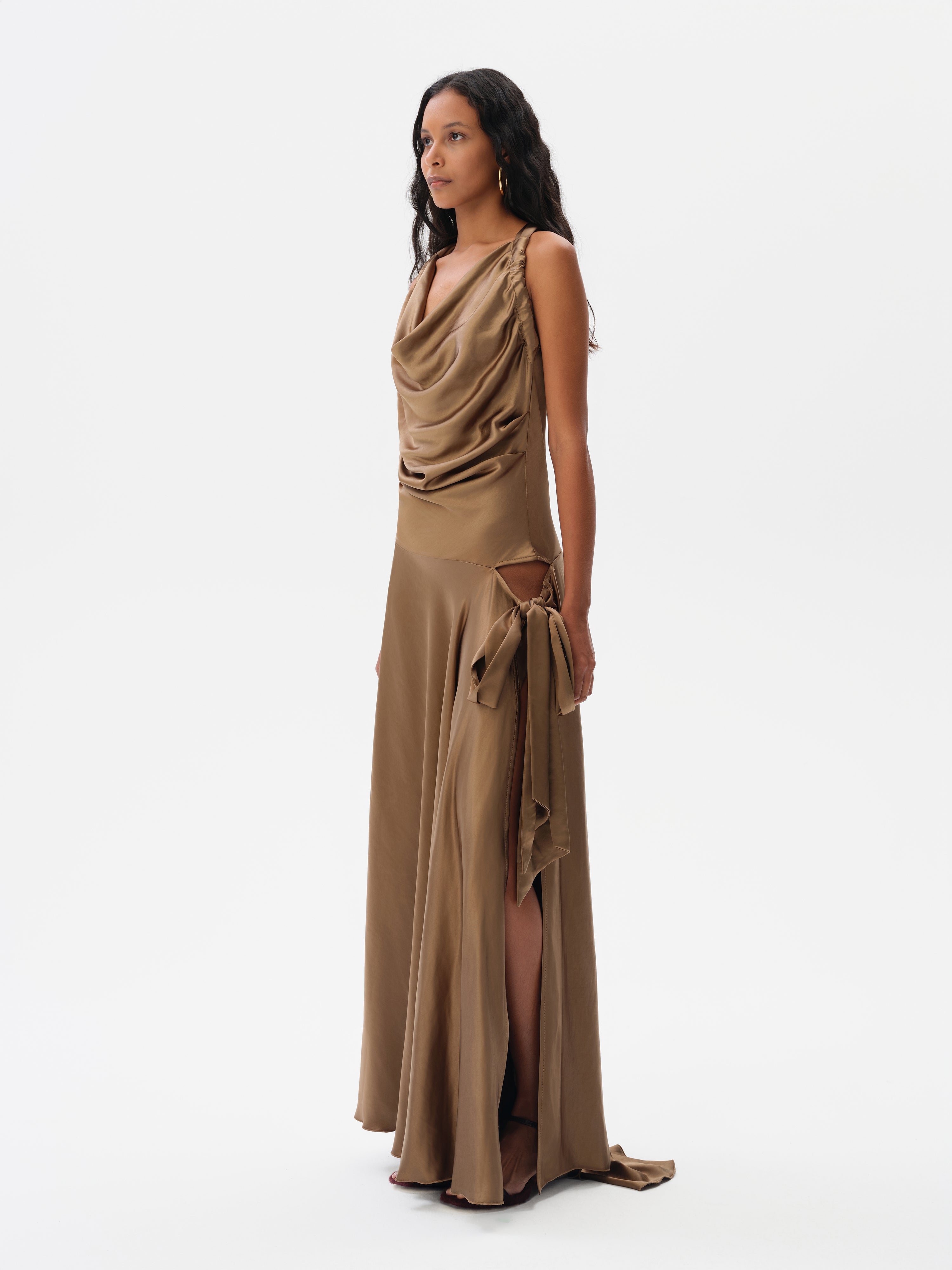 NESTA - Cut-out detailed draped maxi dress