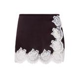 NIERA - Lace-trimmed mini satin skirt