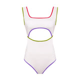 NIMA - Color-trimmed cut-out swimsuit