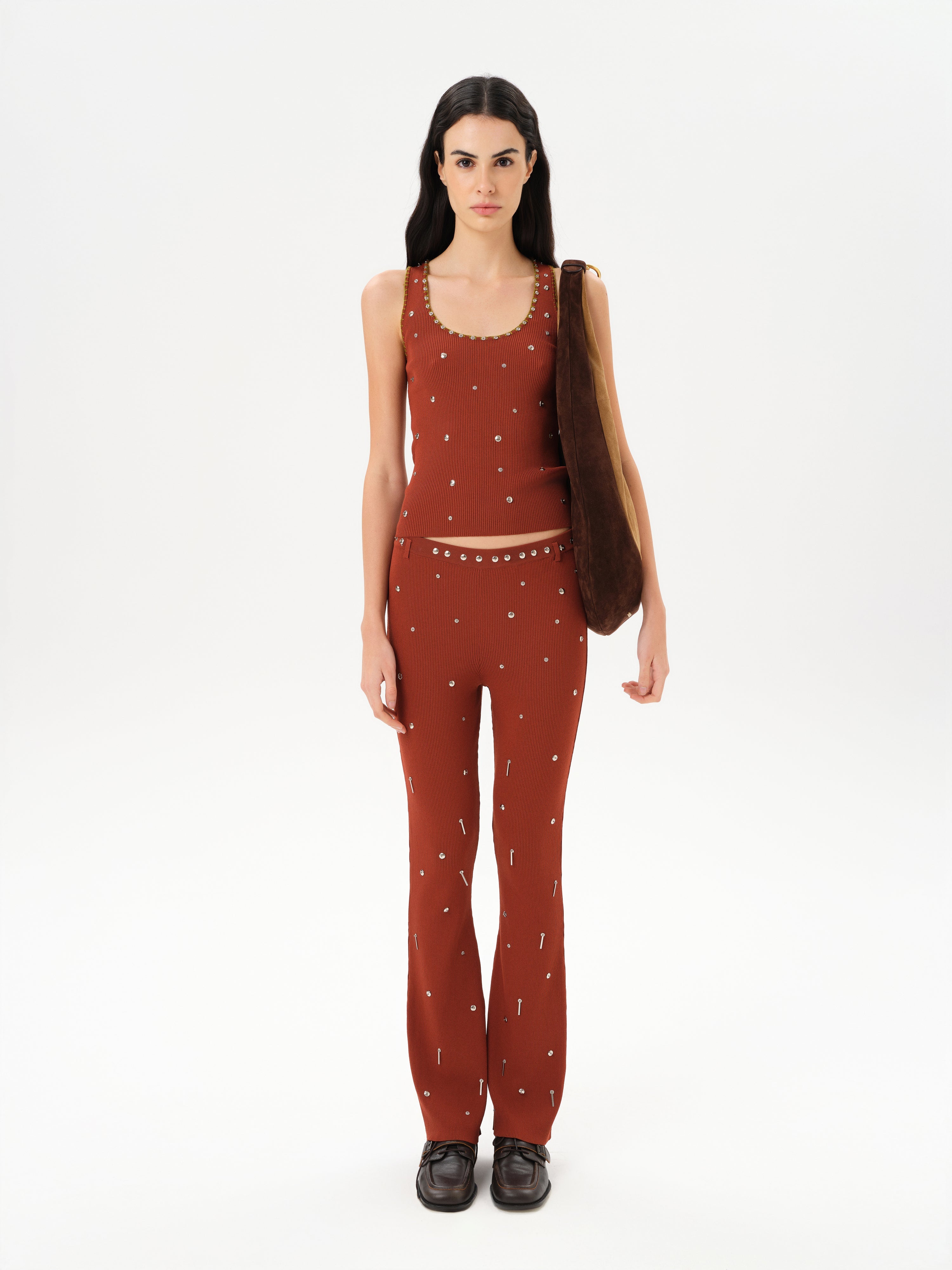NOTRE - Flared knit pants with studs