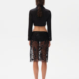 ESTELLE - Embroidered skirt with mini shorts and a belt