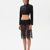 ESTELLE - Embroidered skirt with mini shorts and a belt