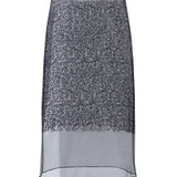 NOVI - Sheer beaded low-rise midi skirt