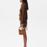 INIA - Satin mini skirt with lace-trimmed hem