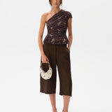 OPHI - One-shoulder printed mesh top