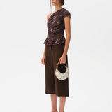 OPHI - One-shoulder printed mesh top