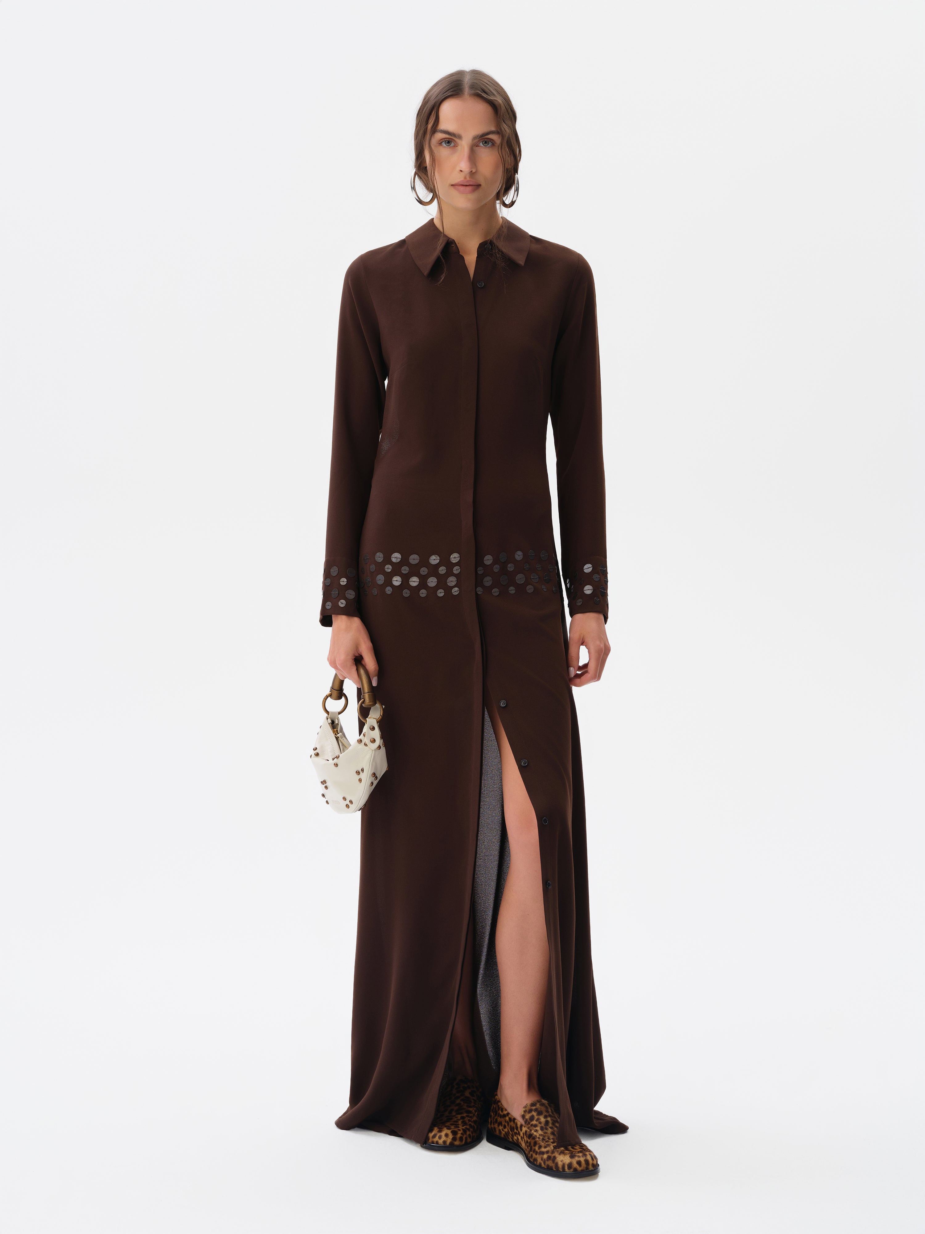 PALOMA - Open-back crepe dress Brown / 40 PALOMA - Open-back crepe dress Brown / 40