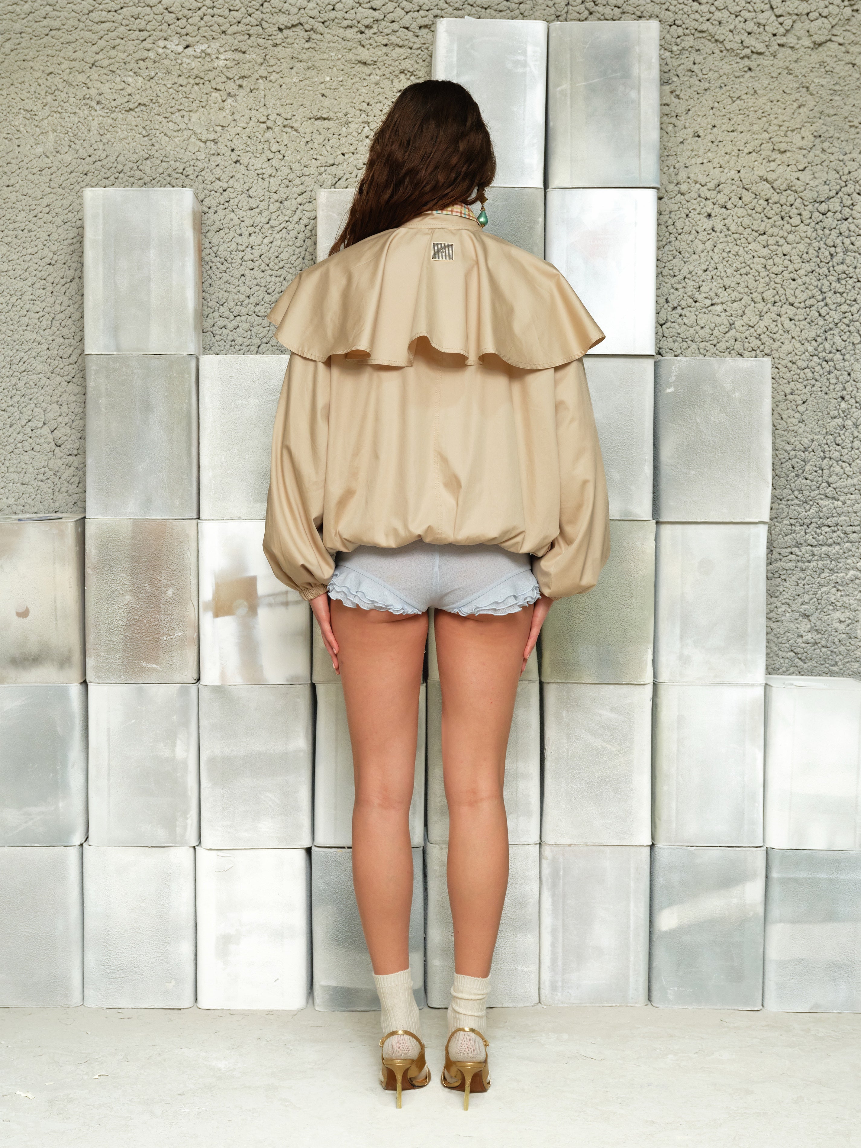 PEONIE - Ruflled mesh mini shorts