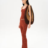 PIANZA - Ribbed knit fitted tank top with studs