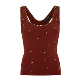 PIANZA - Ribbed knit fitted tank top with studs