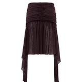 PIXIE - Asymmetric draped mini mesh skirt