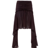 PIXIE - Asymmetric draped mini mesh skirt