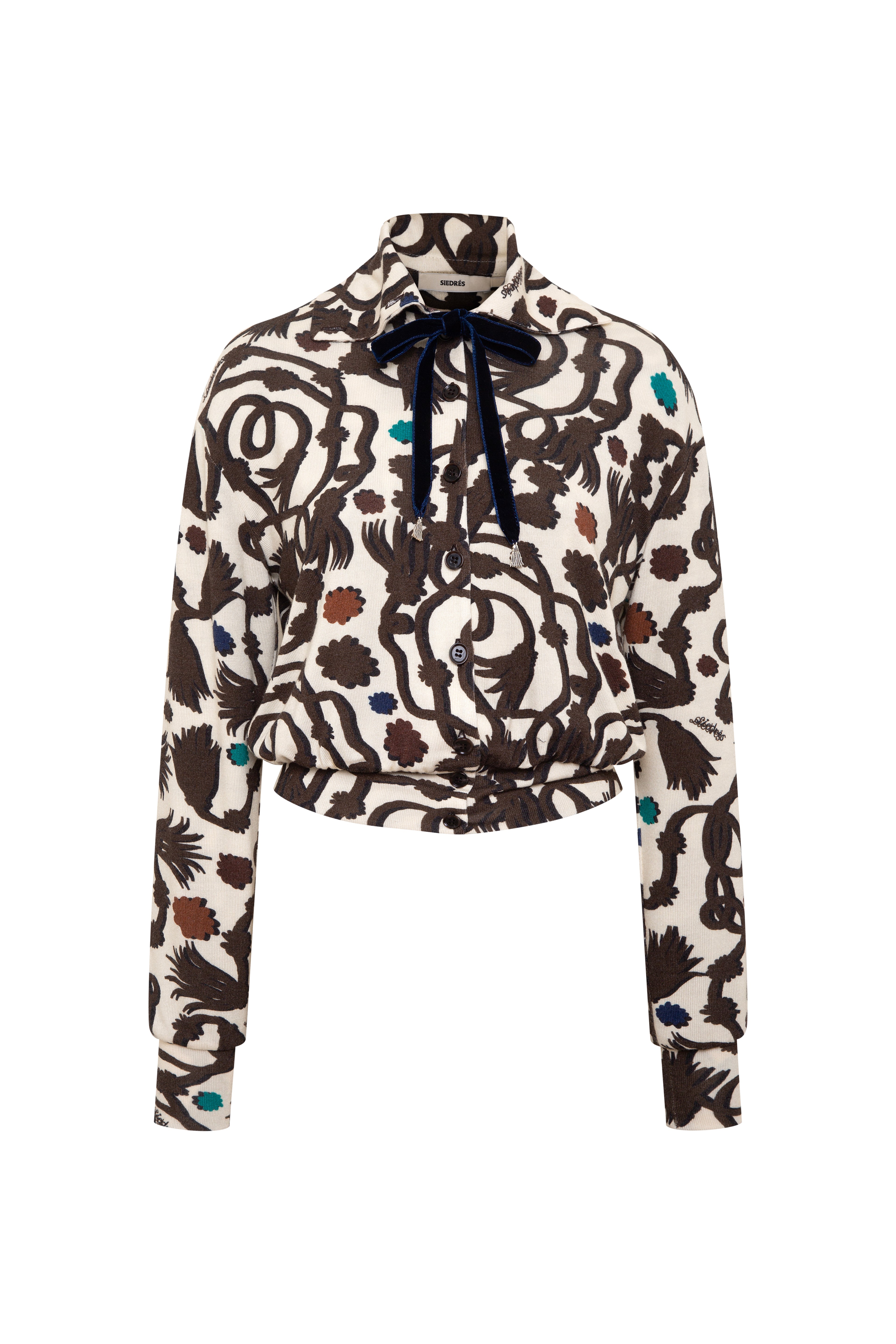 POLETTE - Printed knit cardigan with velvet tie detail