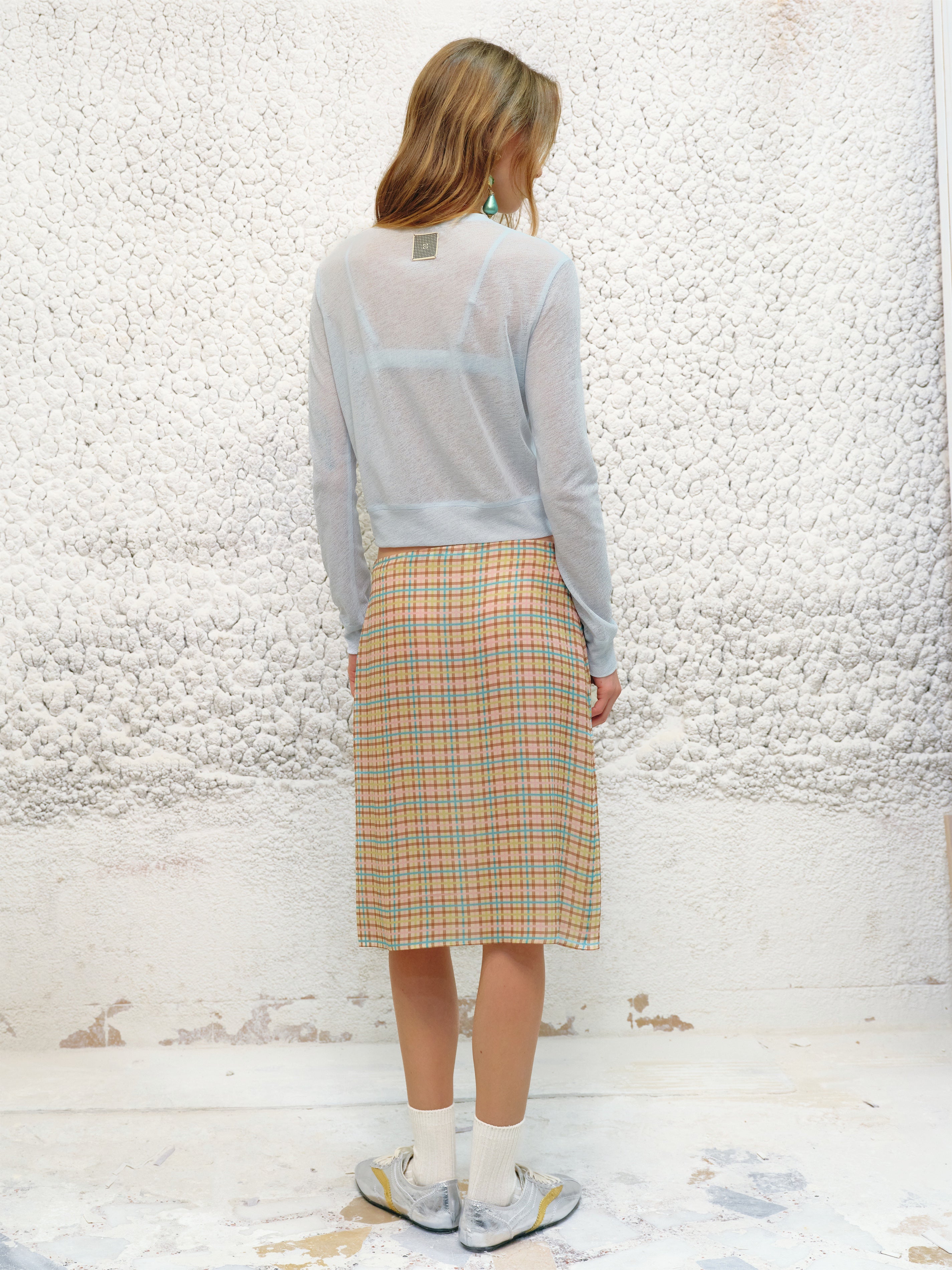 POLI - Crewneck button-up cardigan with matching bralette