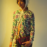 POLI - Printed mother-of-pearl buttoned cardigan