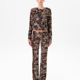 POLI - Velvet cardigan with floral print