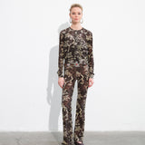 FLO - Low-rise printed velvet pants