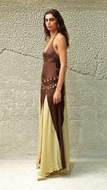 RAYE - Floral jacquard satin halter neck maxi dress