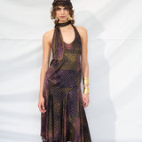RAYE - Printed halter neck midi satin dress