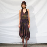 RAYE - Printed halter neck midi satin dress