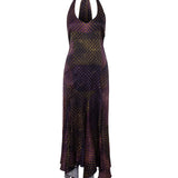 RAYE - Printed halter neck midi satin dress