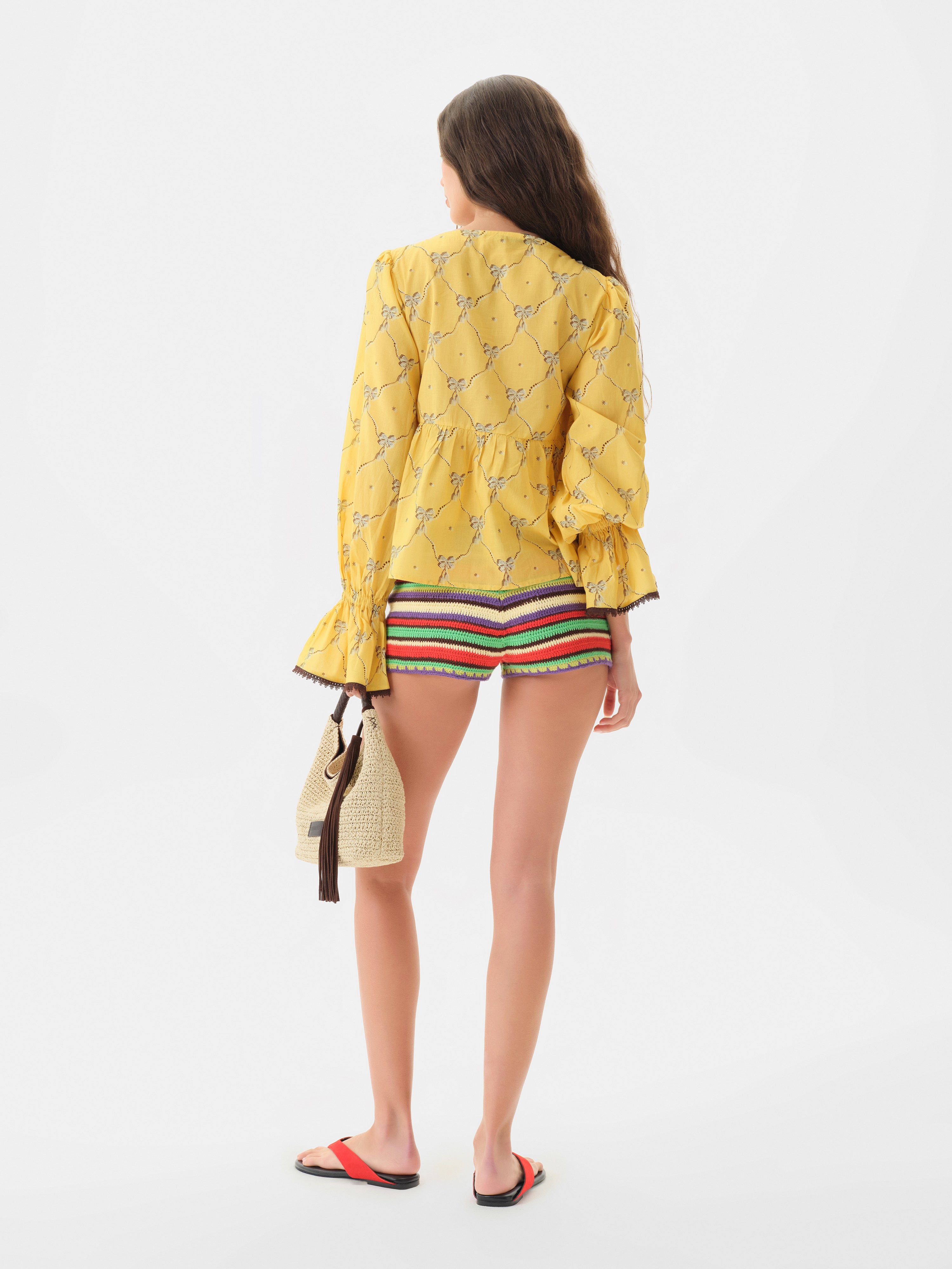 RENATA - Striped crochet mini shorts by SIEDRÉS | Official website
