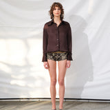 AFRA - Low-rise printed velvet mini shorts