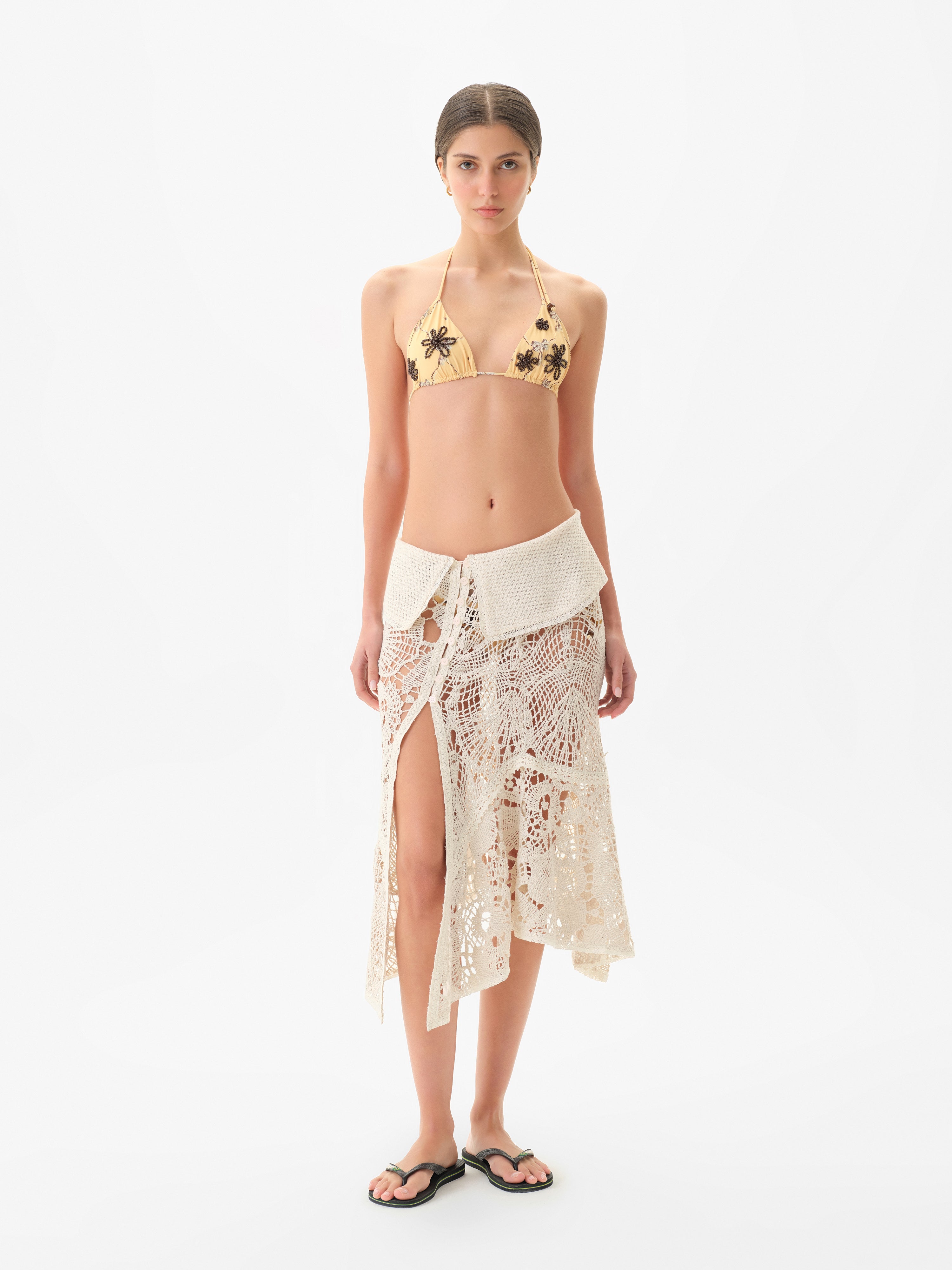 RITA - Crochet midi skirt with slit detail