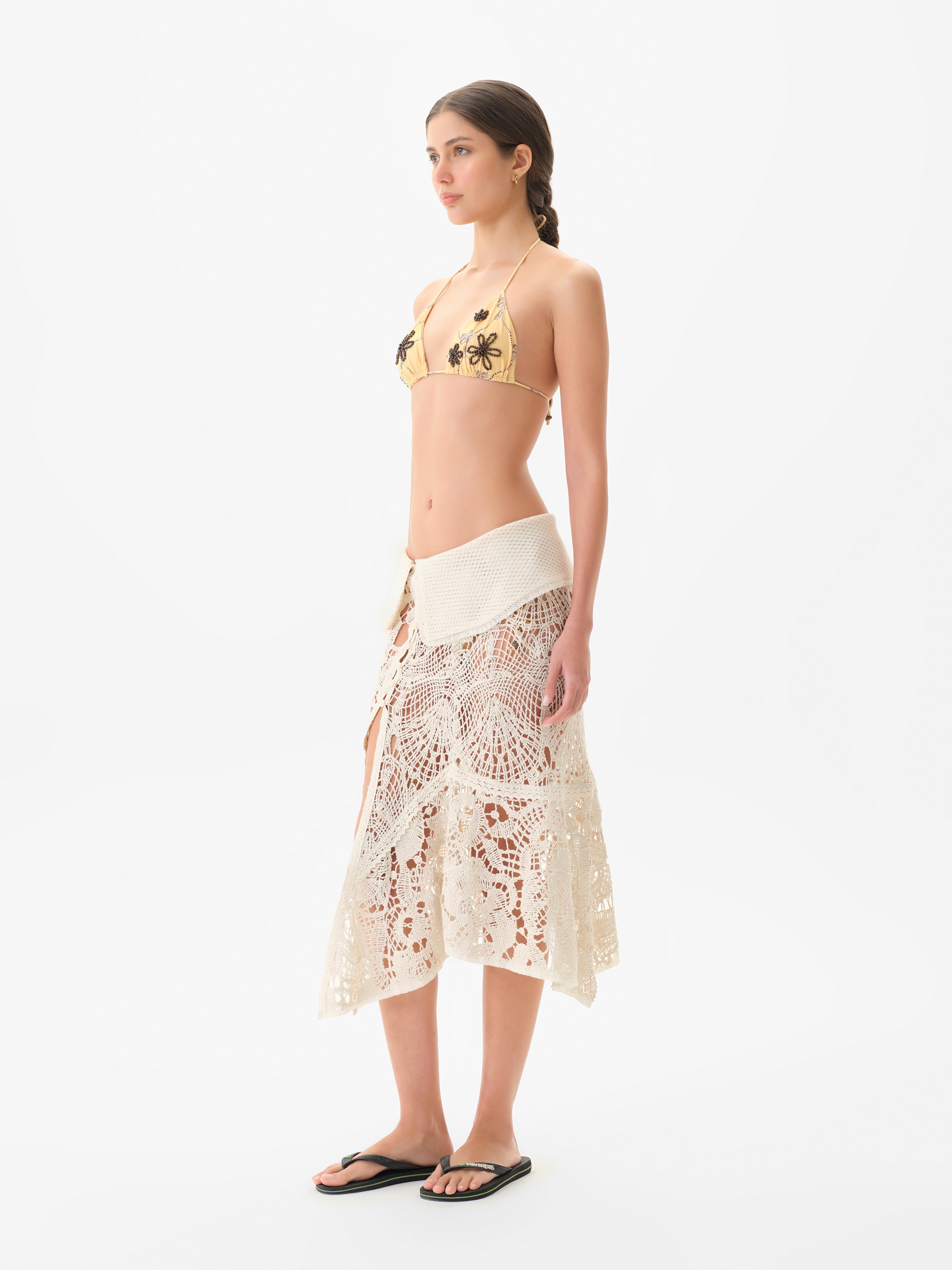 RITA - Crochet midi skirt with slit detail