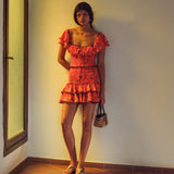 ROMY - Smocked floral ruffle mini skirt
