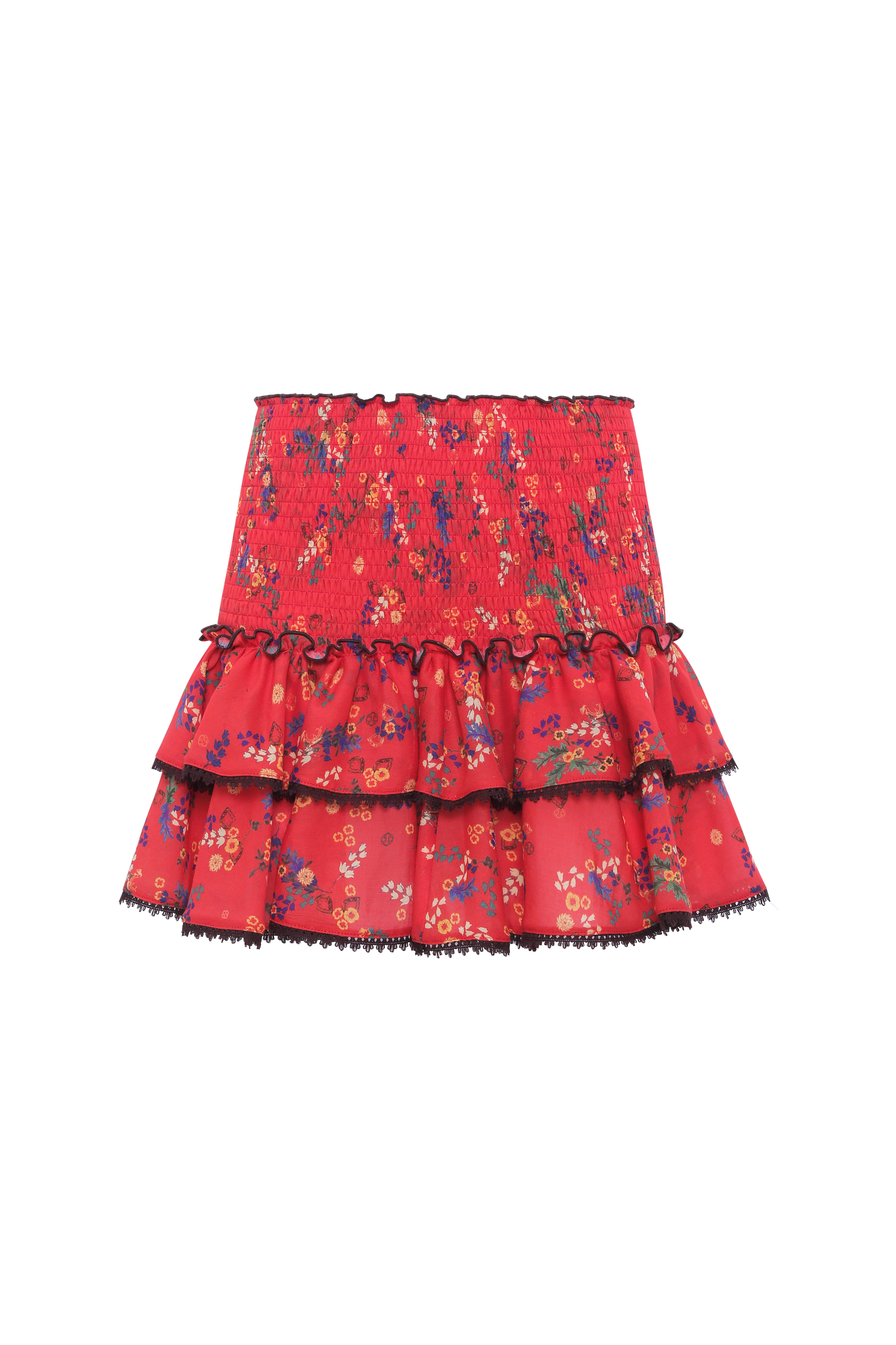 ROMY - Smocked floral ruffle mini skirt