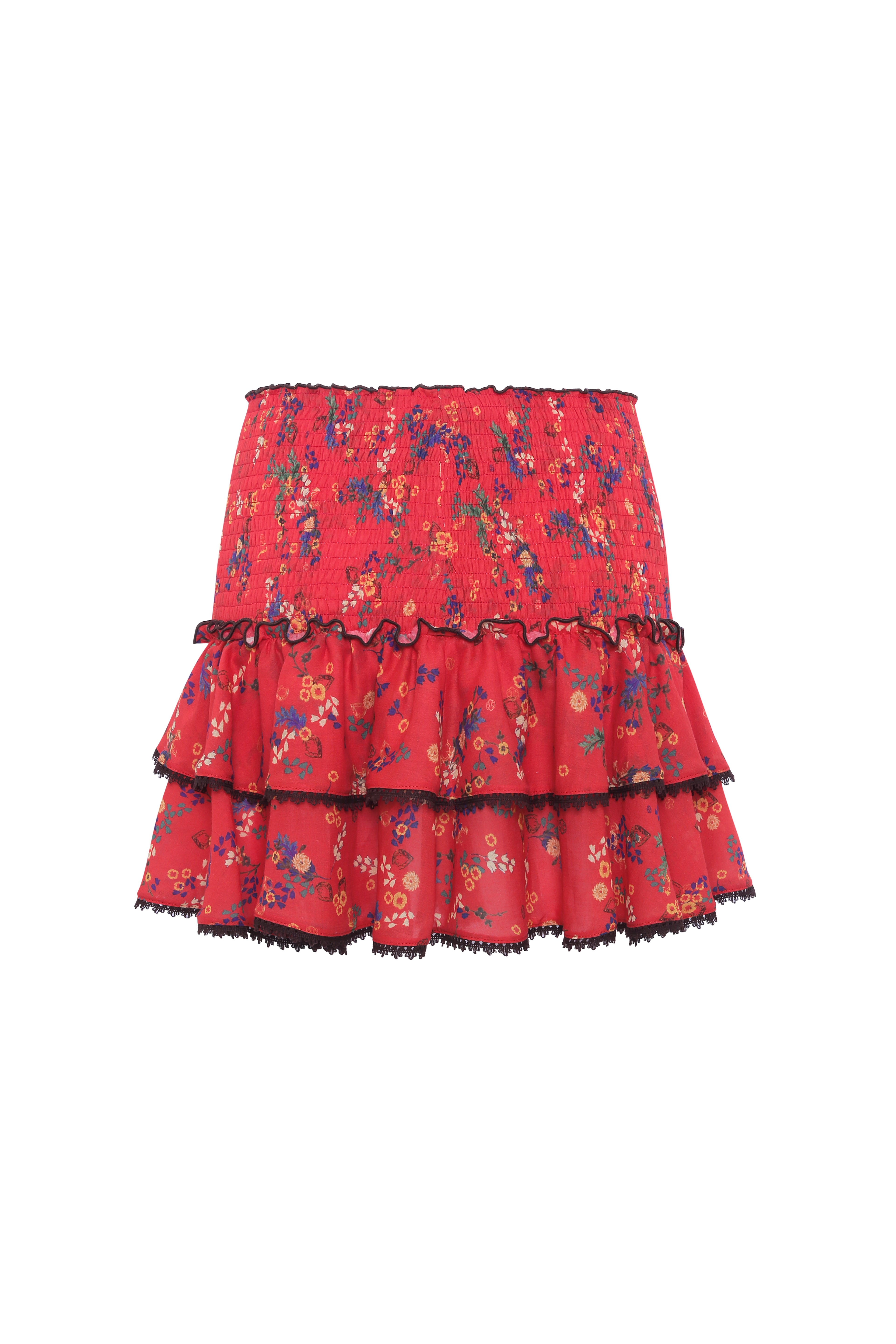 ROMY - Smocked floral ruffle mini skirt
